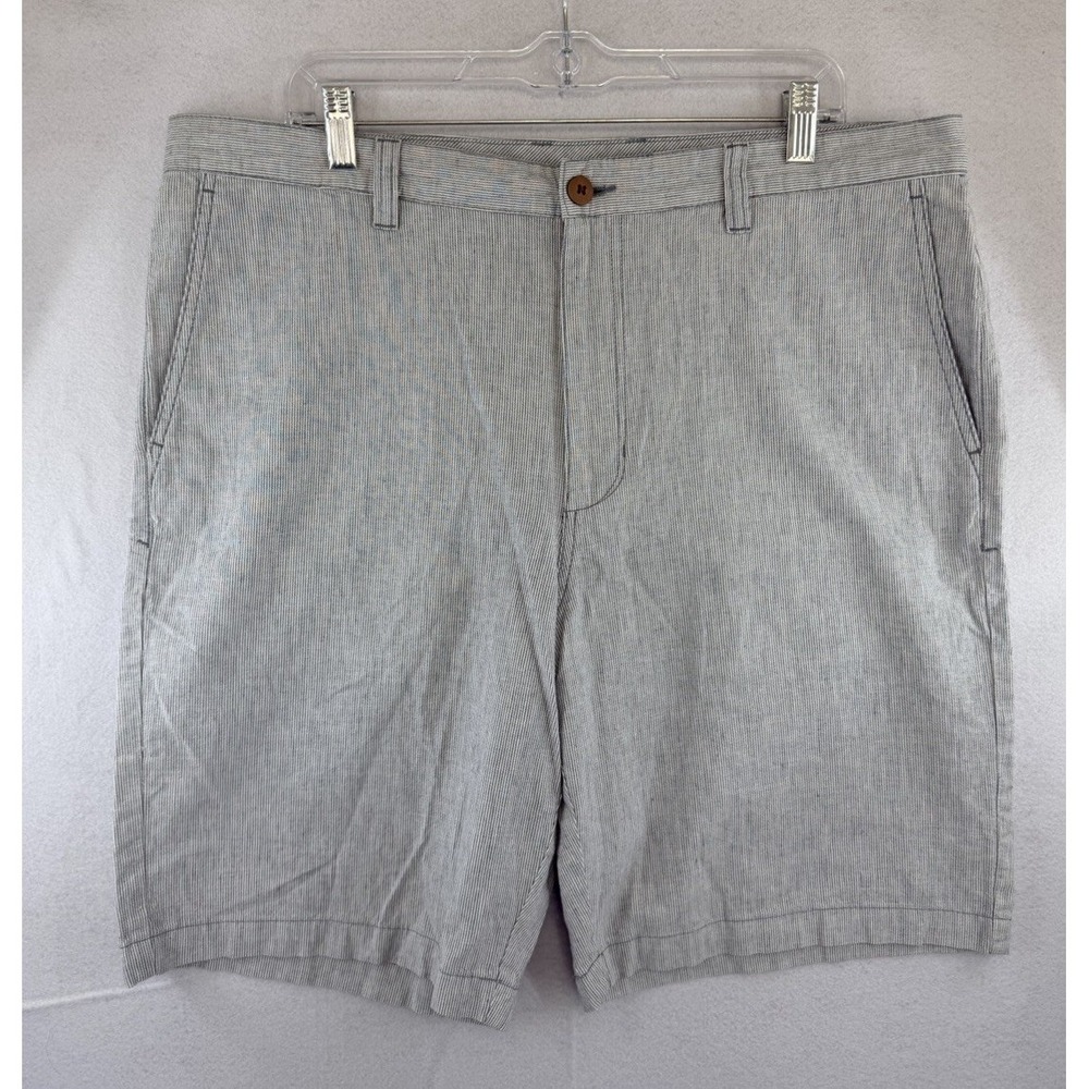 Tommy Bahama Men's Size 38 Blue‎ Pinstripe Linen Blend Flat Front Chino Shorts